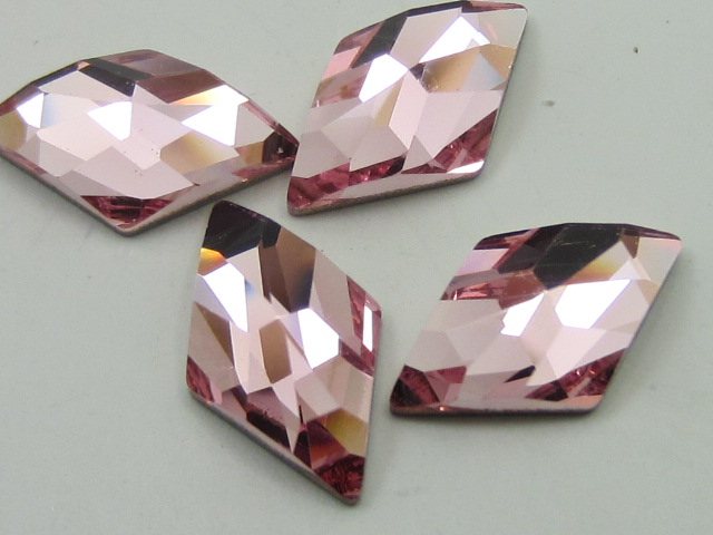 6 Pcs RHOMBUS 10x6mm LIGHT ROSE FLATBACK European Rhinestones